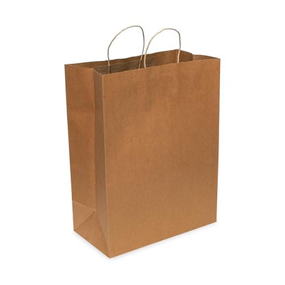 Prime Line Packaging Brown Paper Bag with Handle, 13x7x17 Inch, 200 Pack - size: 13x7x17 Inch