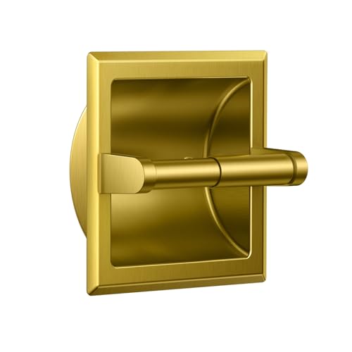 FORIOUS Recessed Toilet Paper Holder for Mega Rolls, Brushed Gold - color: Gold
