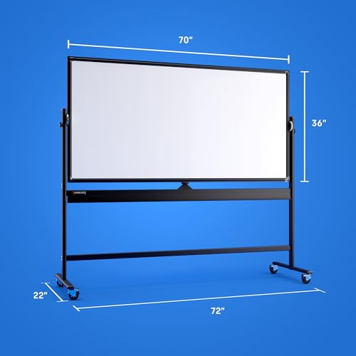 Kamelleo Rolling Whiteboard on Wheels 70" x 36", Double Sided White Board - color: Jet Black, size: 70x36