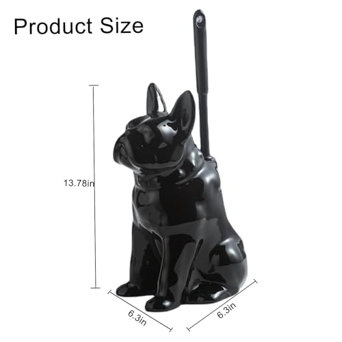 Comeon Ceramic Dog Black Toilet Brush and Holder Set with Plastic Handled - color: Black, size: Dog