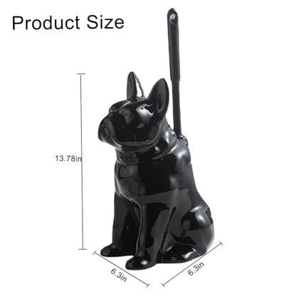 Comeon Ceramic Dog Black Toilet Brush and Holder Set with Plastic Handled - color: Black, size: Dog
