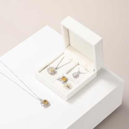 Velvet Jewelry Set Box, White Velvet Necklace Earring Ring Organizer - color: Beige