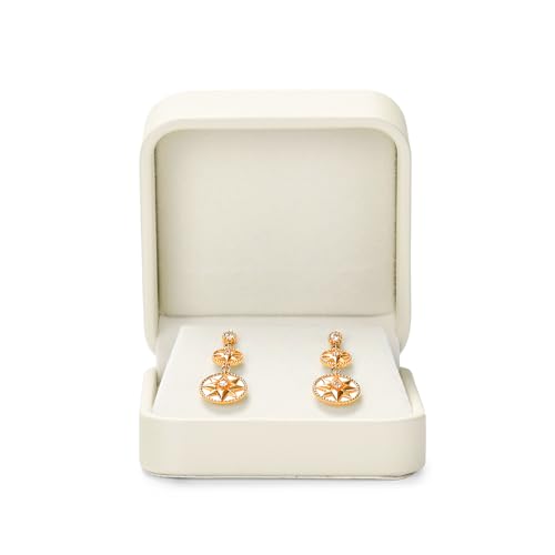 Beige PU Leather Small Jewelry Earring Gift Box - color: Beige Earrings Box