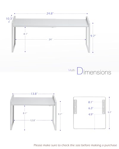 Nxconsu Cabinet Shelf Riser, Adjustable Cabinet Organizer, 10.3" Deep White - color: White, size: 10.3’’D * 13.8-24.8’’W * 9.7’’H