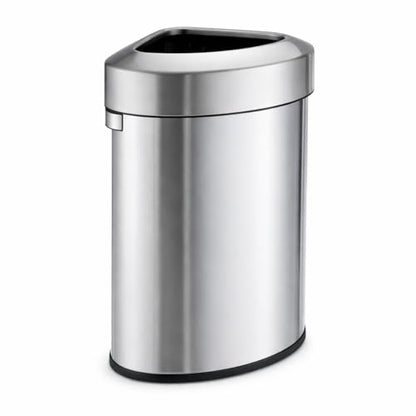 Home Zone Living 16 Gallon Commercial Trash Can with Removable Open Top Lid - color: Brushed Silver, size: Triangular