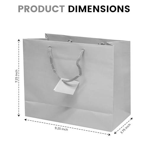 Novel Box Silver Gift Bags with Handles 10 Pack 9.25x3.75x7.25 Inches - color: Silver, size: Wide