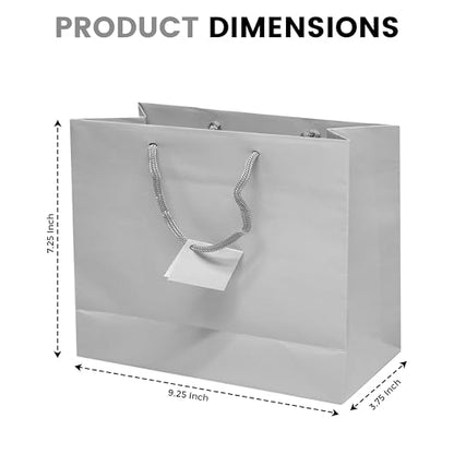 Novel Box Silver Gift Bags with Handles 10 Pack 9.25x3.75x7.25 Inches - color: Silver, size: Wide
