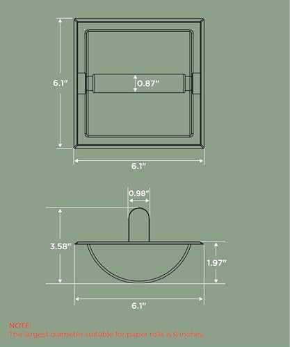 FORIOUS Recessed Toilet Paper Holder, Wall Mount Bathroom Tissue Holder - color: Matte Black