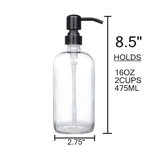 Clear Glass Jar Soap Dispenser, Matte Black, 16oz - color: Matte Black