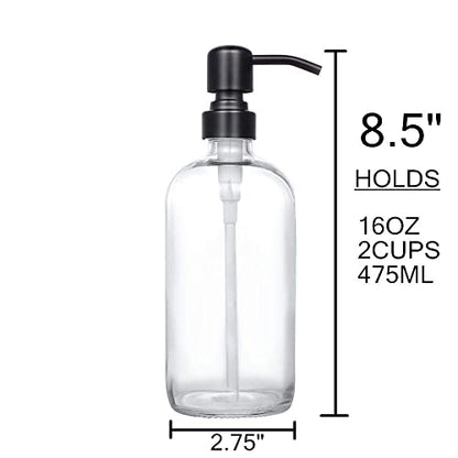 Clear Glass Jar Soap Dispenser, Matte Black, 16oz - color: Matte Black