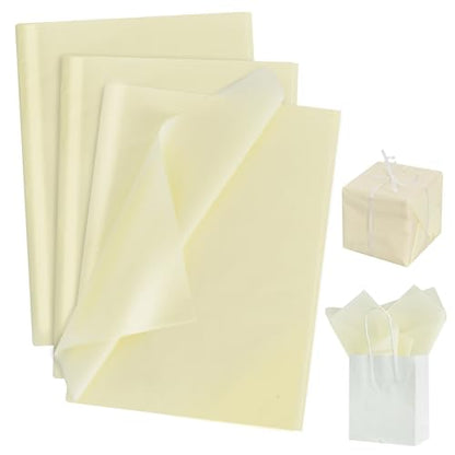 BEISHIDA 100 Sheets Cream Tissue Paper Bulk, Wrapping Tissue Paper for Gift Bags, 14 x 20 Inch Gift Wrap for Birthday Wedding Graduation DIY Crafts Holiday Flowers - color: ivory white