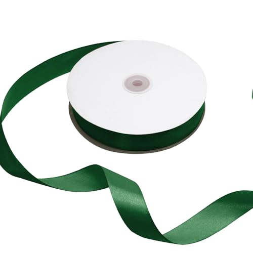 Dark Green Satin Ribbon 1 Inch 100 Yards, for Wedding Gift Wrapping - color: Dark Green