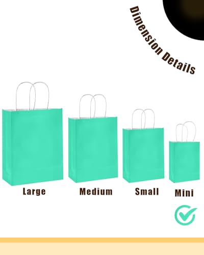 qiqee 24PCS Mini Gift Bag with Handles Bulk 4.5"x2.5"x6" Gift Bags Light Green Bags Multiple Uses - color: Light Green