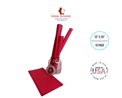 Cranberry Tissue Paper Squares, Bulk 10 Sheets, Premium Gift Wrap and Art Supplies for Birthdays, Holidays, or Presents by Feronia packaging, Large 15 Inch x 20 Inch Made in USA - color: Cranberry