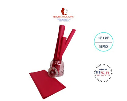 Cranberry Tissue Paper Squares, Bulk 10 Sheets, Premium Gift Wrap and Art Supplies for Birthdays, Holidays, or Presents by Feronia packaging, Large 15 Inch x 20 Inch Made in USA - color: Cranberry