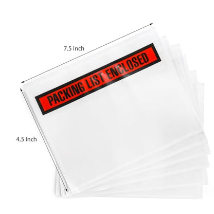 Nicunom 500 Pack 7.5'' x 5.5'' Packing List Envelopes, Adhesive Shipping Label Sleeves Clear Packing Slip Pouches Top Loading Packing List Pouches for Mailing - size: 7.5'' x 5.5''