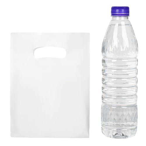 100 PCS White Small Gift Bags, 6"x8" Party Favor Goodie Bags, Treat Retail Pouches with Handle for Kids Birthday, Christmas, Small Businesses - color: White-100PCS