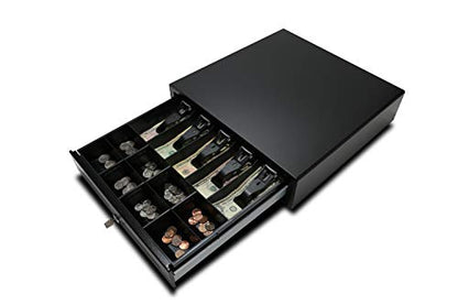 APG VB320-BL1616-B10 Vasario Series Standard-Duty Painted-Front Cash Drawer with MultiPRO 320 Interface, 24V, 16.2" x 4.3" x 16.3", Black