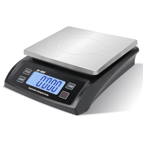 Digital Kitchen Scale 30kg/66lb Large Food Scale for Baking Cooking Stainless Bread Scale with LCD Display Counting Scales for Commercial (Color : Stainless Black) - color: Stainless black