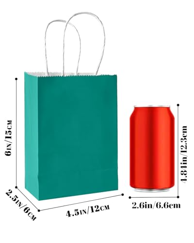 qiqee 24PCS Mini Gift Bag with Handles Bulk 4.5"x2.5"x6" Gift Bags Deep Green Bags Multiple Uses - color: Deep Green