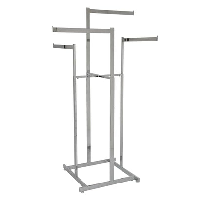 Econoco 4-Way High Cap. Garment Rack, Chrome, 22in Arms, 48–72in H - color: Chrome