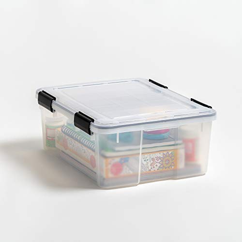 IRIS USA 6-Pack 31 Qt Storage Bins with Gasket Lids, Clear/Black - size: 31 Qt, style: 6 Pack