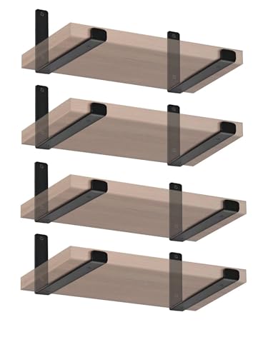 8 Pack - 11.25" L x 6" H x 1.5" W J Lip Shelf Brackets Rustic Farmhouse Iron Wall Floating Shelf Bracket Metal Shelf Bracket Industrial Shelf Supports with Screws Black - size: 11.25 inch, style: Black 8 Pack