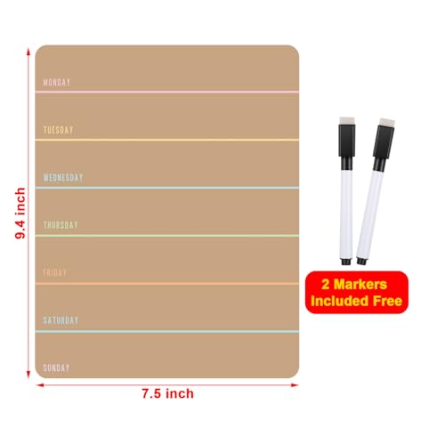 Outus 2 Pieces Magnetic Weekly Dry Erase Boards Erasable, Khaki Style - style: Khaki Style