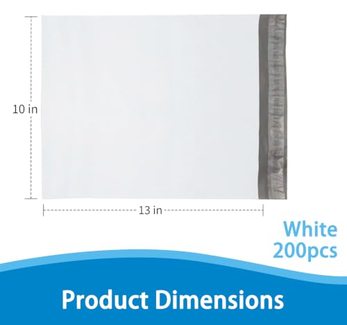 9527 Product Poly Mailers Envelopes Shipping Bags Self Sealing,10"x13", 200 Bags - color: White, size: 10"x13"|200Pcs