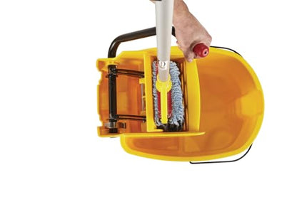 Rubbermaid Commercial Products WaveBrake 35 Qt. Side-Press Mop Bucket and Wringer Combo on Wheels Yellow for Professional/Industrial/Business Heavy-Duty Floor Cleaning/Mopping - size: 35 Qt.