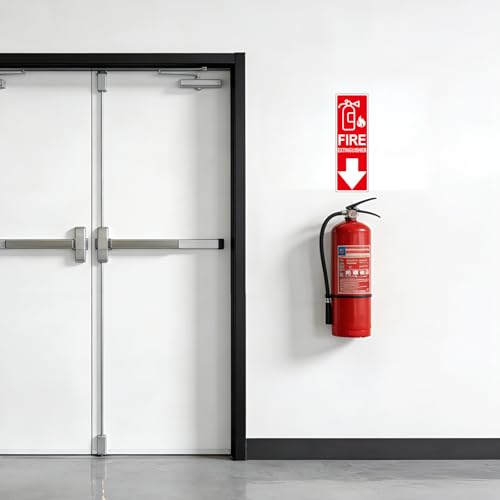 Fire Extinguisher Sign Sticker, Glow in the Dark with Down Arrow 3 Pack - size: 4×12 Inch