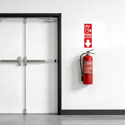 Fire Extinguisher Sign Sticker, Glow in the Dark with Down Arrow 3 Pack - size: 4×12 Inch