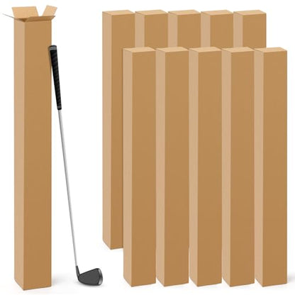 Qilery 10 Pcs 4 x 4 x 48 Inch Golf Club Shipping Boxes 4L x 4W x 48H Tall Corrugated Boxes Cardboard Long Golf Storage Box for Shipping, Packaging, Moving, Mailing, Home or Business - size: 4 x 4 x 48 in