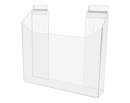 Marketing Holders 6 Pack Slatwall Brochure Holder for 8.5 Inch Wide Advertisement Materials Clear Acrylic Space Saving Catalog Display Rack in Retail Stores and Offices No Assembly Required