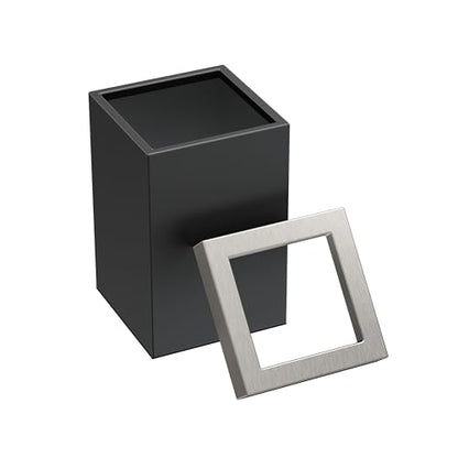 Gatco Small Bathroom Trash Can with Lid, Square 3 Gallon Stainless Steel Wastebasket, Under Sink, Matte Black and Satin Nickel, for Bathroom, Bedroom, Office (1915SN) - color: Matte Black / Satin Nickel