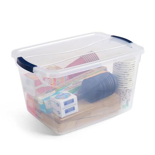 Rubbermaid Cleverstore Clear 32 Qt, 6 Pack Stackable Plastic Storage Bins with Lids, Great for Closet and Laundry Storage, Organizing in the Home - size: 32 Qt – 6 Pack