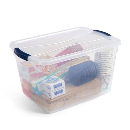 Rubbermaid Cleverstore Clear 32 Qt, 6 Pack Stackable Plastic Storage Bins with Lids, Great for Closet and Laundry Storage, Organizing in the Home - size: 32 Qt – 6 Pack