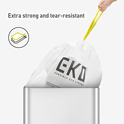 EKO 21 Gallon / 50-90 Liter, Drawstring Trash Bags, Extra-Strong Unscented Garbage Bags, Easy-Dispense Roll for Kitchen & Household Use, Code G, White 60 Count (Pack of 4) - size: 60 Count (Pack of 4), style: 21 Gallon Bags/Code G