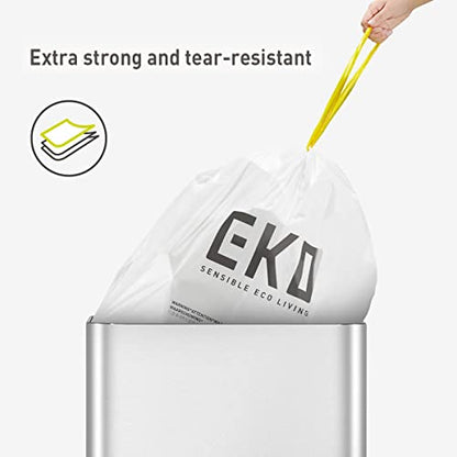 EKO 21 Gallon / 50-90 Liter, Drawstring Trash Bags, Extra-Strong Unscented Garbage Bags, Easy-Dispense Roll for Kitchen & Household Use, Code G, White 60 Count (Pack of 4) - size: 60 Count (Pack of 4), style: 21 Gallon Bags/Code G