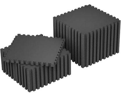 SUPERJARE 0.79'' Extra-Thick 48 Pcs 192 Sq Ft Exercise Equipment Mats - color: Black, size: 48 Tiles (192 Sq Ft)
