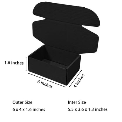 50 Pack 6x4x1.6 in Black Shipping Boxes - color: Black, size: 6x4x1.6 in