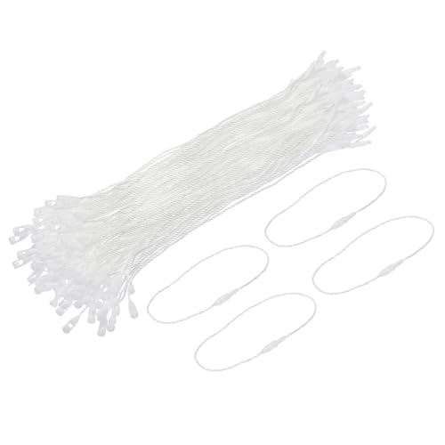 MECCANIXITY Polyester Rope Hang Tag String Snap Lock Pins Loop Price Tag Fastener Plastic Tags Ties 190mm/7.48 Inch Length,1mm/0.04 Inch Dia,Pack of 200,White - color: White, size: 190mmx1mm