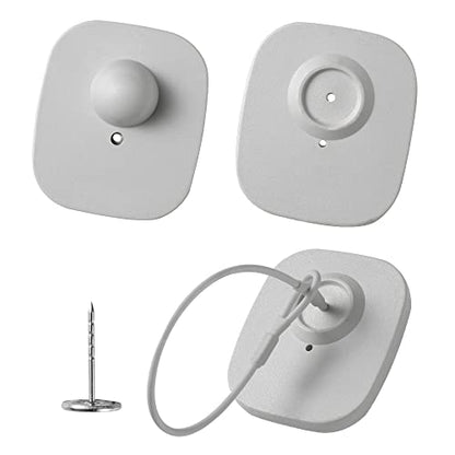 1000Pcs 8.2Mhz RF Security Clothing Tags Grey Retails EAS Clothes Tag with 1000 Pins and 200 Lanyards - style: 1000 Gray Tags + 200 Lanyards