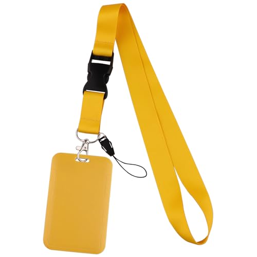 Yellow Lanyard with ID Holder Lanyard for Keys ID Badges Keychain Vertical Name Badge Holder with Clip - color: Yellow1