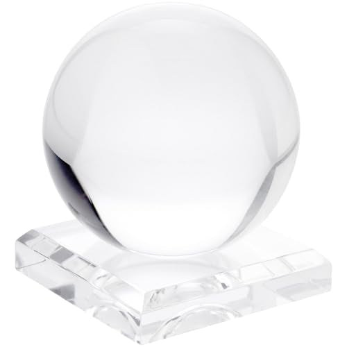 Plymor 3.5" W x 3.5" D Clear Square Egg/Sphere Base (1.875" Hole) - size: 3.5" x 3.5" x 0.75" (1.875 Dia.)