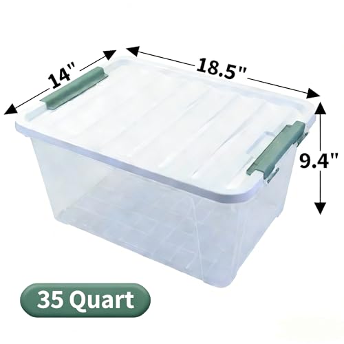 Storage Latching Bins, 35 Quart Clear Plastic, 4-Pack Storage Box - size: 35 Quart