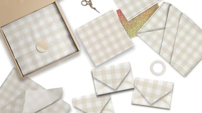 Beige Gingham Tissue Paper, 24 Sheets, 20 x 30 Inch Gift Wrap Tissue Paper - color: Beige Gingham