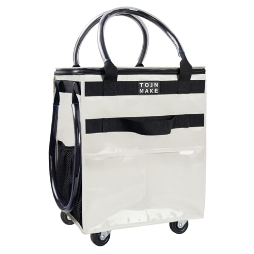 Reusable Grocery Bag on Wheels, Rolling Tote, 46 LBS, Small, Beige - color: Beige, size: Small