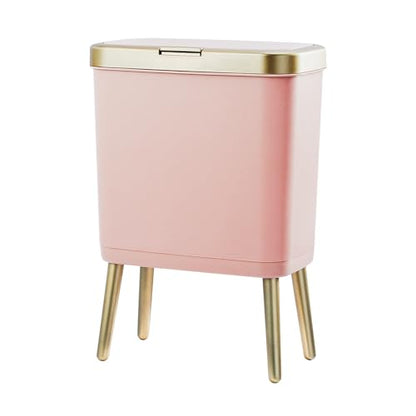Procade Bathroom Trash Can with Lid,4 Gallon Gold and Pink Garbage Can,Slim - color: Pink