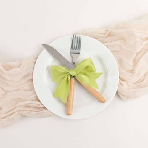 Keypan Apple Green Frayed Satin Chiffon Ribbon, 1.5 Inches, 21 Yards - color: Apple Green
